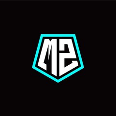 Initial M Z letter with polygon modern style logo template vector