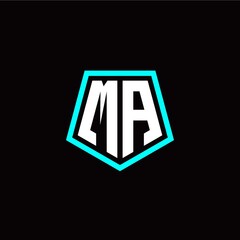 Initial M A letter with polygon modern style logo template vector