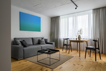 Naklejka na ściany i meble Living room with dining table
