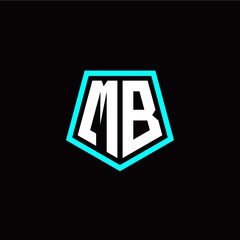Initial M B letter with polygon modern style logo template vector