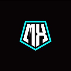 Initial M X letter with polygon modern style logo template vector