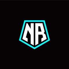 Initial N R letter with polygon modern style logo template vector