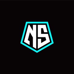 Obraz premium Initial N S letter with polygon modern style logo template vector