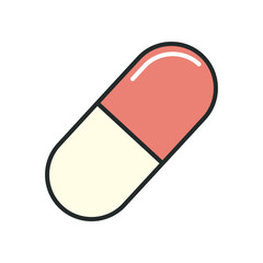 Medical pill line and fill style icon vector design