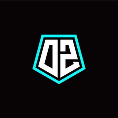 Initial O Z letter with polygon modern style logo template vector