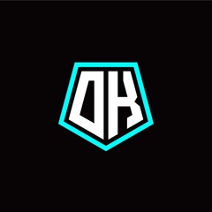 Initial O K letter with polygon modern style logo template vector