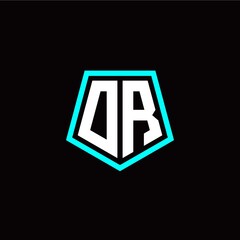 Initial O R letter with polygon modern style logo template vector