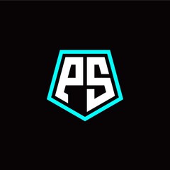 Obraz premium Initial P S letter with polygon modern style logo template vector