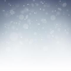 Winter snowflakes border background. snowflakes flying, holiday card with snow elements. Seasonal winter symbols. EPS 10