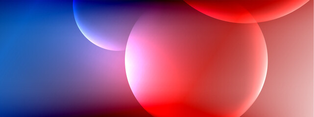 Vector abstract background liquid bubble circles on fluid gradient with shadows and light effects. Shiny design templates for text