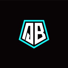 Initial Q B letter with polygon modern style logo template vector