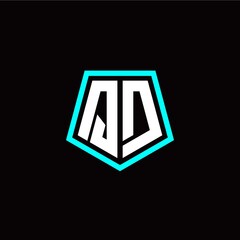 Initial Q D letter with polygon modern style logo template vector