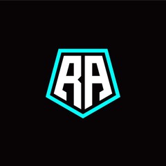 Initial R A letter with polygon modern style logo template vector