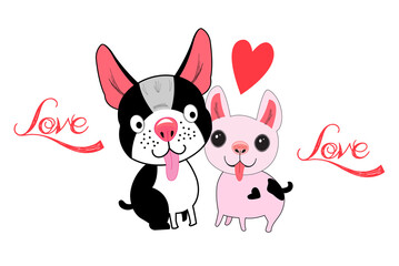 Obraz na płótnie Canvas Illustration with loving dogs and a heart