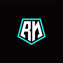 Initial R N letter with polygon modern style logo template vector