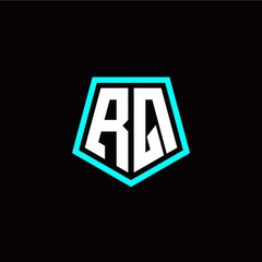 Initial R Q letter with polygon modern style logo template vector