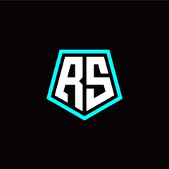 Initial R S letter with polygon modern style logo template vector