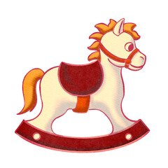 Rocking horse on a white background. Bright children's toy. A gift for New Year and Christmas. Vector Illustration.
