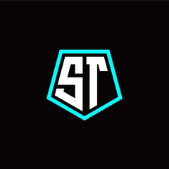 Initial S T letter with polygon modern style logo template vector