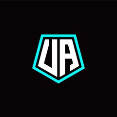 Initial U A letter with polygon modern style logo template vector