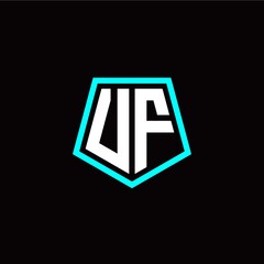 Initial U F letter with polygon modern style logo template vector
