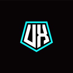 Initial U X letter with polygon modern style logo template vector
