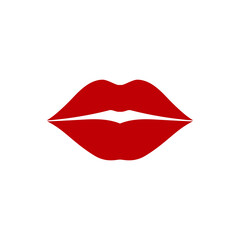 Red lips isolated on white, vector illustration
