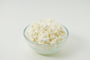 A glass bowl with traditional Russian tvorog