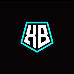 Initial X B letter with polygon modern style logo template vector