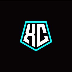Initial X C letter with polygon modern style logo template vector