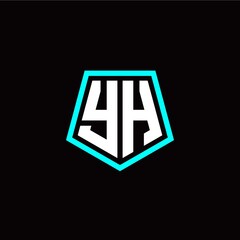 Initial Y H letter with polygon modern style logo template vector