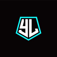 Initial Y L letter with polygon modern style logo template vector