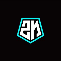 Initial Z N letter with polygon modern style logo template vector
