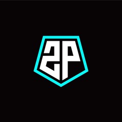Initial Z P letter with polygon modern style logo template vector