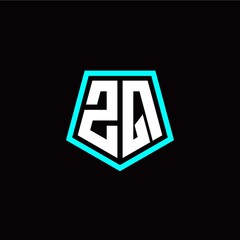 Initial Z Q letter with polygon modern style logo template vector