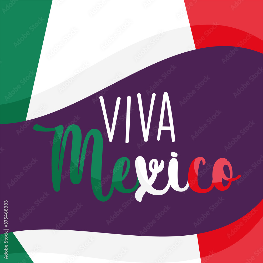 Wall mural mexican independence day, flag national emblem, viva mexico is celebrated on september