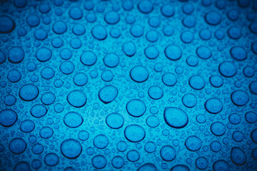 water drops on the hood of a blue car after ceramic coating