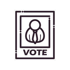 Vote paper with president picture line style icon vector design