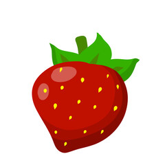Strawberry. Red sweet berry. Dessert and natural food. Small fruit. Flat cartoon illustration isolated on white