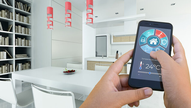 Home automation modern interior kitchen