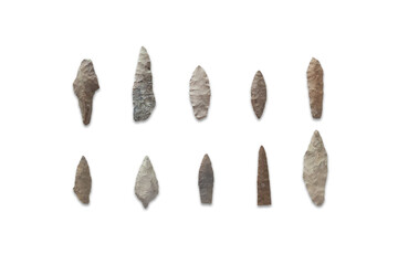 Stone arrowheads of primitive hunters