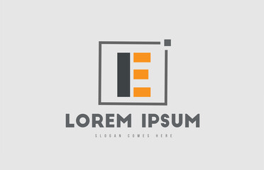 Fototapeta premium orange grey E alphabet letter logo icon. Square design for business and company identity