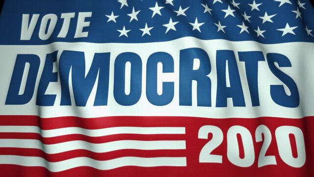 waving flag, vote for US democrat party, background, loop animation. Election 2020.