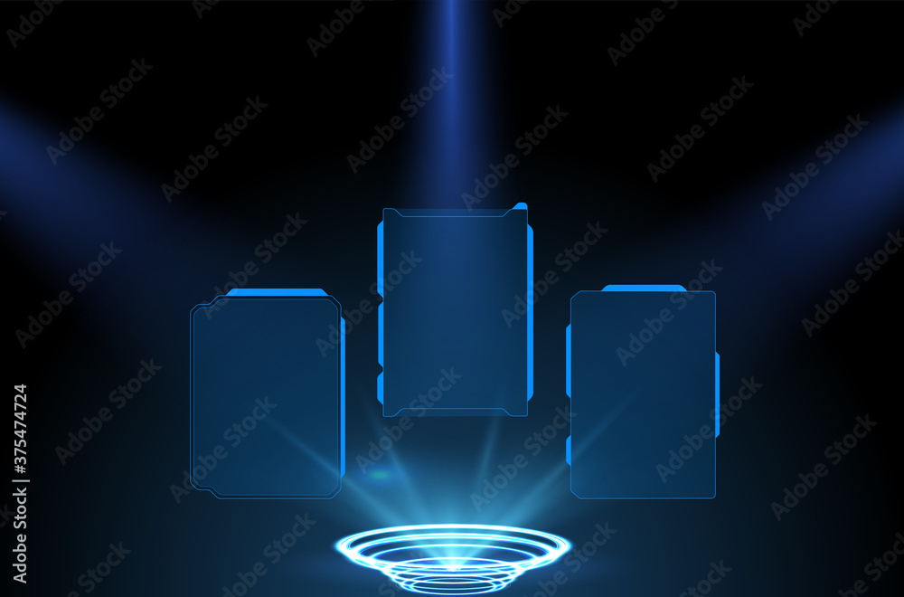 Poster futuristic vector hud interface screen design. digital callouts titles. hud ui gui futuristic user i