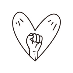 fist hand in heart line style icon vector design