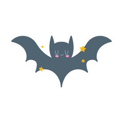 Fototapeta premium happy halloween, cute bat with stars animal, trick or treat celebration