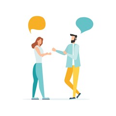 Vector illustration, flat style, people talk. People with thoughts on a white background, vector