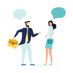 Vector illustration, flat style, people talk. People with thoughts on a white background, vector