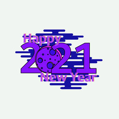 Happy New 2021 Year. Holiday vector illustration of Black numbers 2021