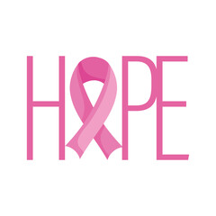 breast cancer awareness month hope ribbon lettering vector